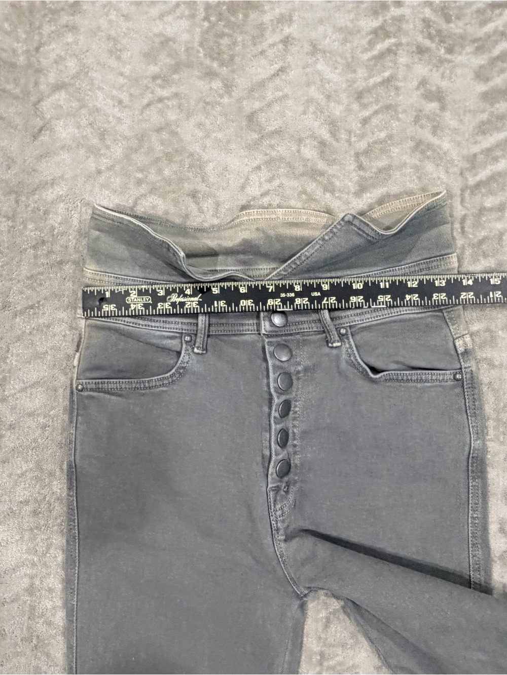 MOTHER The Swooner Exposed Snap Ankle Charcoal Gray Jeans 28 High Waist Grunge - Picture 9 of 10